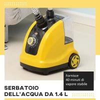 Stiratrice Verticale a Vapore, Stiratore Verticale 1950W da 1.4L con Asta Estendibile e 2 Rotelle per Abiti, Tende e Divani, in ABS e PP, 26x21.5x29 cm, Giallo