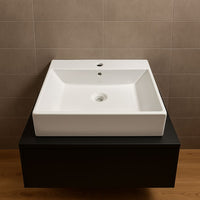 Lavabo da appoggio ceramica bianco lavandino lavello arredo bagno 2 misure *** misure 41x41x15 cm, confezione 1