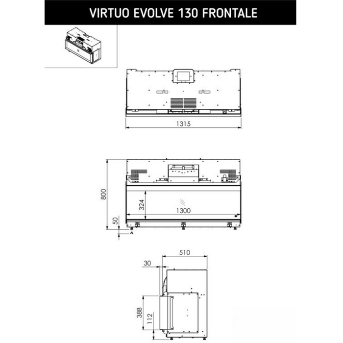 Camino elettrico virtuo 130 evolve telecomando ciocchi ceramici simil-legno