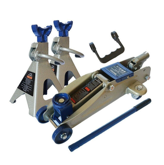 Cric sollevatore 2.5T idraulico a carrello + 2 cavalletti per auto 2500KG