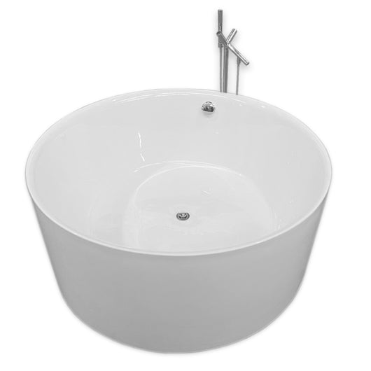 Vasca freestanding bianca diametro 134 X 60 cm + Rubinetto a colonna – Crystal