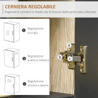 Mobile Cucina Credenza Moderna Salvaspazio con 2 armadietti 3 cassetti 3 ripiani Legno 90 x 39 x 169cm colore Grigio Rovere Chiaro