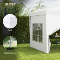 Gazebo 3x3 m Pieghevole e Impermeabile con Pannelli Laterali, in Acciaio e tessuto Oxford, Bianco