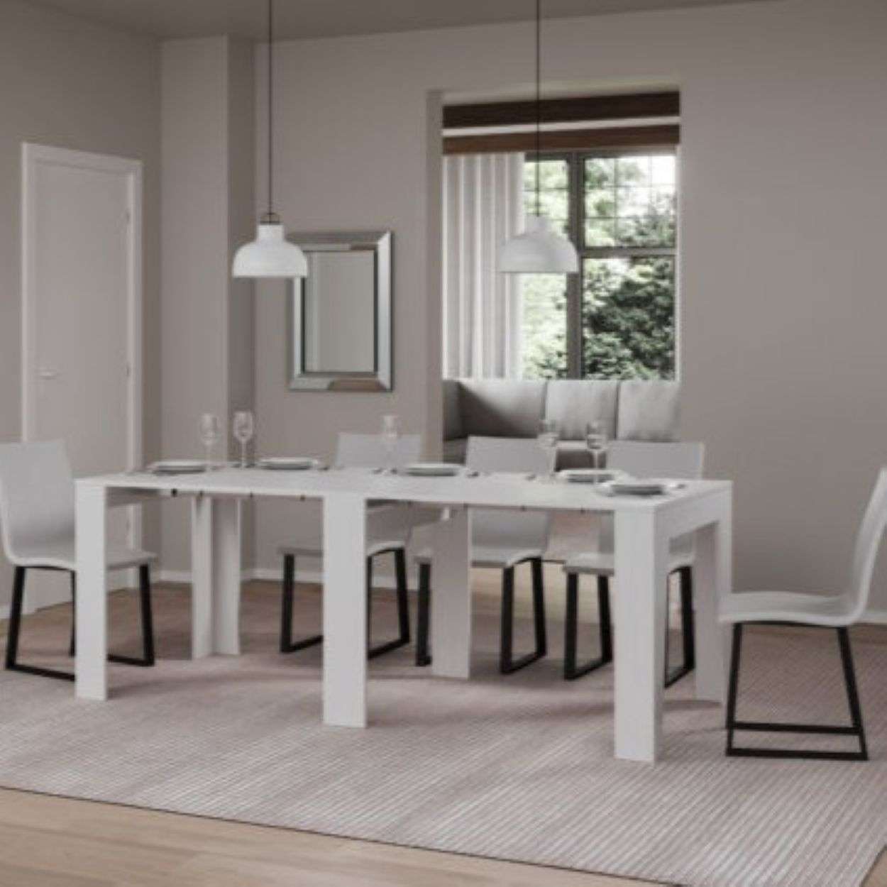 shopinnovativo- Consolle allungabile 90×25/181 cm Narrow Bianco Frassino