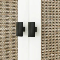 Mobile sopra Inodoro con 2 Porte con Frontale di Rattan Vano e Ripiano Regolabile 60x19,5x160 cm Bianco