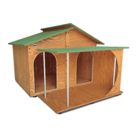 CUCCIA IN LEGNO DA ESTERNO MODELLO 4XL GIGANTE CON DUE INGRESSI E VERANDA COPERTA CON SEPARÈ CON "TENDINE OMAGGIO" L.150 x P.170 x H.115