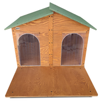 CUCCIA IN LEGNO DA ESTERNO MODELLO 4XL GIGANTE E DAVANZALE CON DUE INGRESSI CON SEPARÈ E "TENDINE OMAGGIO" L.150 x P.190 X H.115