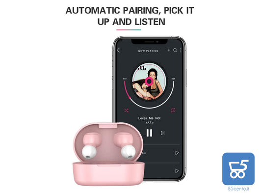 Cuffie Auricolari Bluetooth 5.0 stereo senza fili per tutti gli smartphone colore rosa A6S