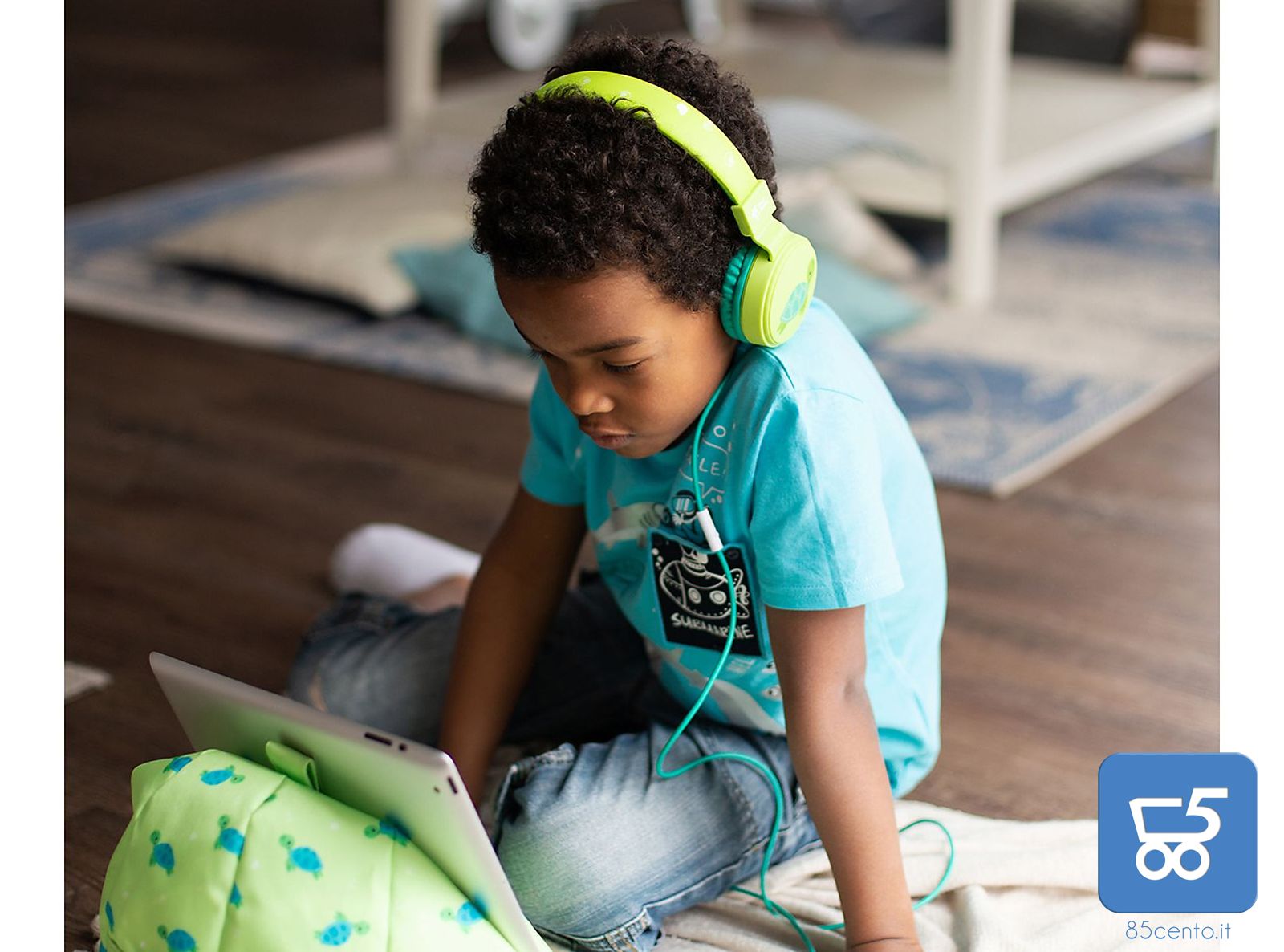 Cuffie Bambino con Limitatore Volume 85db Ripiegabili Microfono Incorporato Milo la Tartaruga Planet Buddies