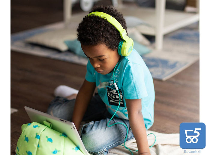 Cuffie Bambino con Limitatore Volume 85db Ripiegabili Microfono Incorporato Milo la Tartaruga Planet Buddies