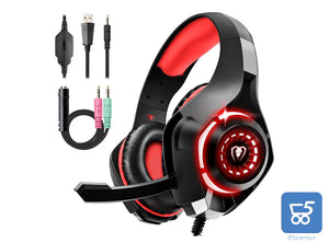 Cuffie Beexcelent gm-1 Gaming led rosse per PS4 Xbox PC Tablet cancellazione del rumore 3.5mm Jack bassi profondi - Bulk no confezione
