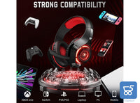 Cuffie Beexcelent gm-1 Gaming led rosse per PS4 Xbox PC Tablet cancellazione del rumore 3.5mm Jack bassi profondi - Bulk no confezione