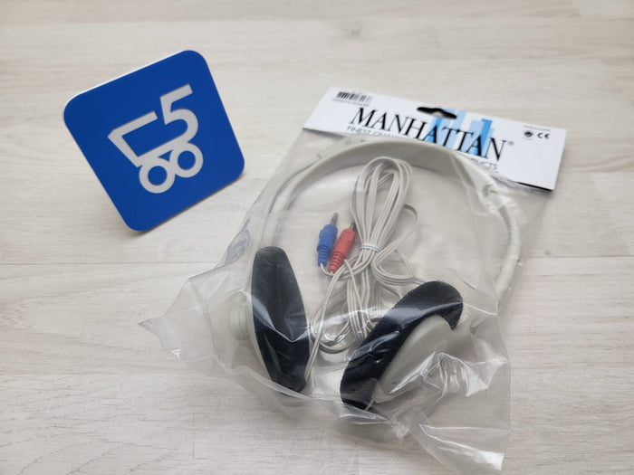 Cuffie Stereo PC con Microfono MANHATTAN Bianche SH-18B doppio Jack 3,5" - Chat Videocall