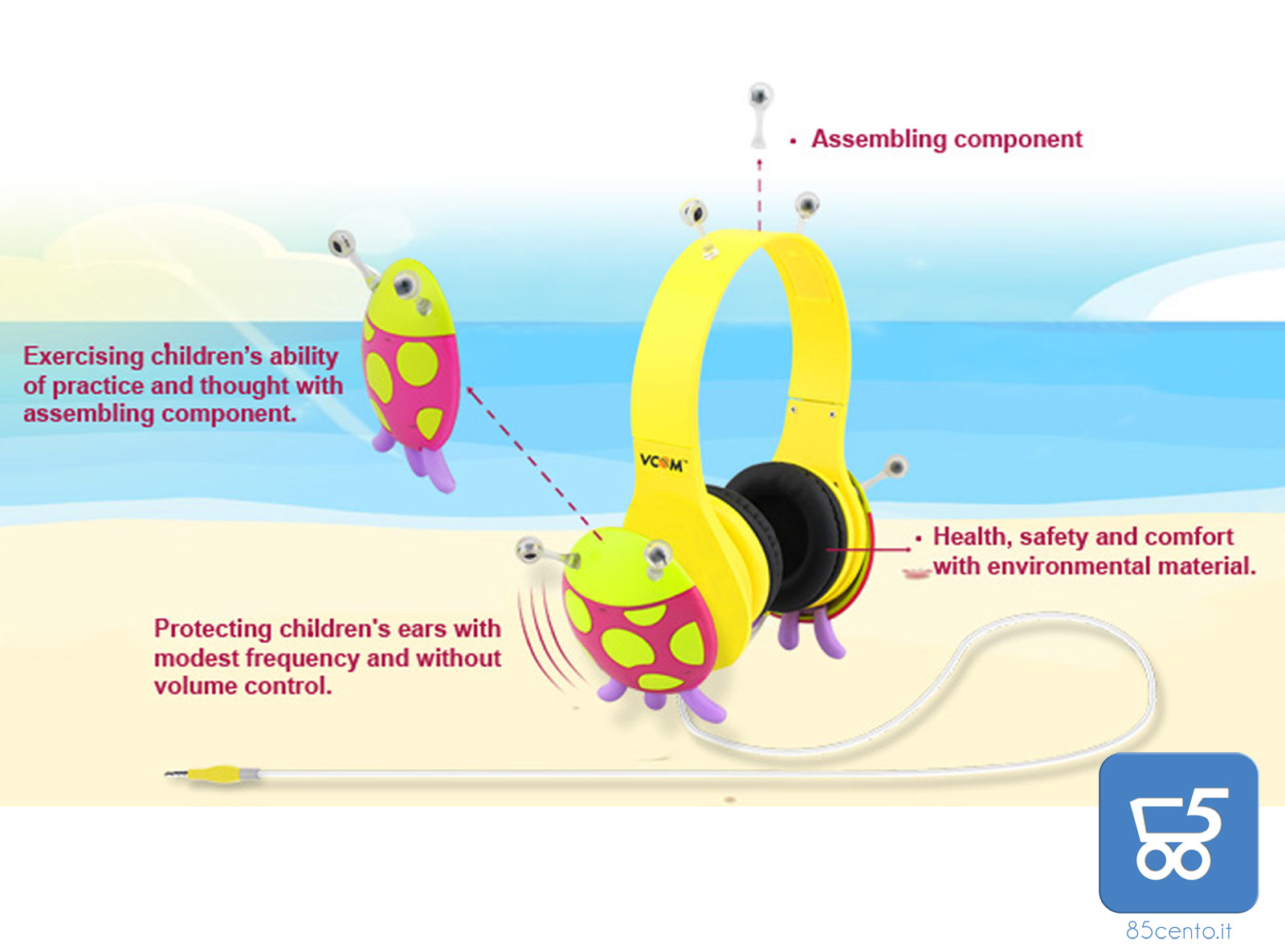 Cuffie per Bambini Monster Series 6-12 anni Jack 3,5mm 32Ω Limite Volume 90db