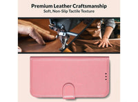 Custodia a Libro in Pelle Rosa per Samsung Galaxy S23 con Scomparti Interni e Stand