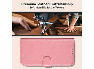 Custodia a Libro in Pelle Rosa per Samsung Galaxy S23 con Scomparti Interni e Stand