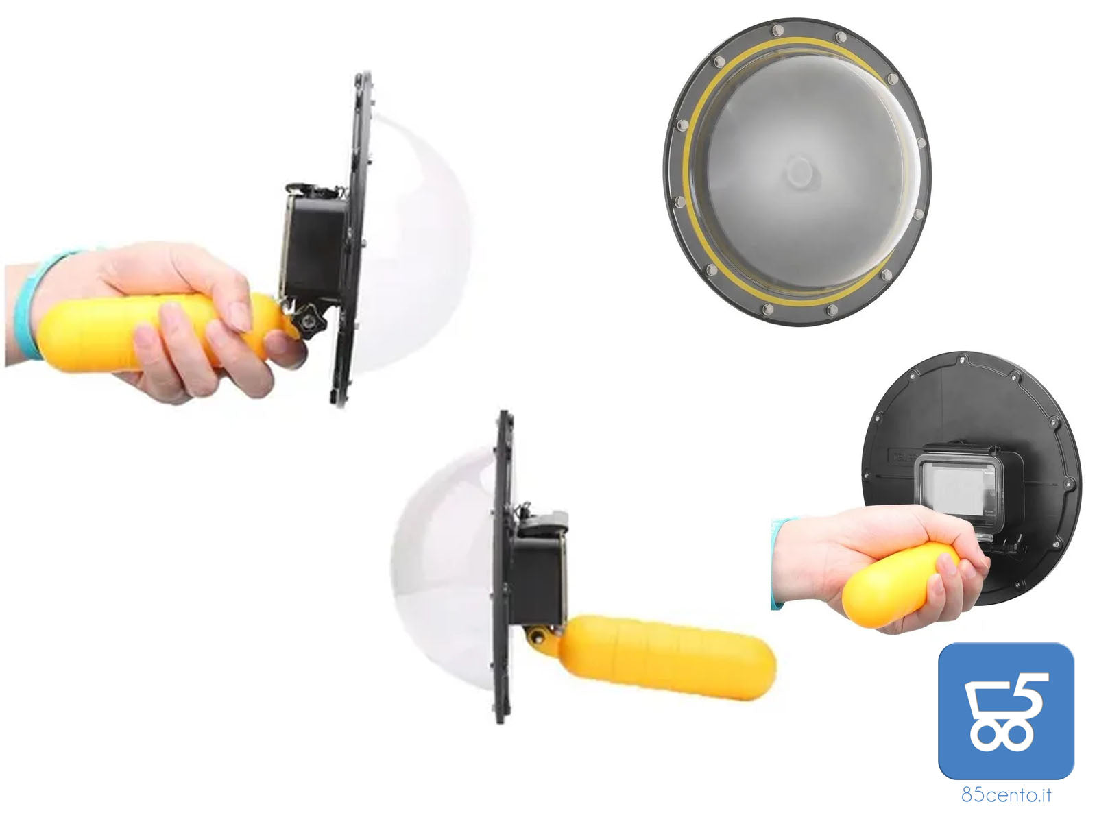 Custodia impermeabile TELESIN 6" Dome Port per EKEN H9 con custodia per obiettivo accessori con Pistola e Presa Subacquea per Fotografia Subacquea