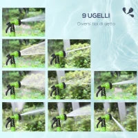 Outsunny Avvolgitubo da Giardino Retrattile con Tubo dell'Acqua 20 m, Rullo Avvolgitubo da Parete Girevole a 180°, Avvolgitubo Automatico Tubo da Giardino per Irrigazione in plastica, Verde