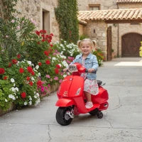 Moto elettrica per bambini 2-6 anni con batteria 6V, faro, clacson e ruote ausiliarie, Rosso