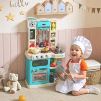 Cucina Giocattolo per Bambini 3-6 Anni con 92 Accessori, in PP, PE e ABS, 44.5x24x79 cm, Verde