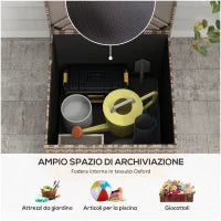 Baule da Esterno in Rattan PE e Acciaio con Fodera Interna, 75x75x70 cm, Nero e color Sabbia