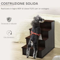 Scaletta per Cani e Gatti a 4 Scalini con Cuscini in Peluche Rimovibili, 40x59x54.2 cm, Marrone