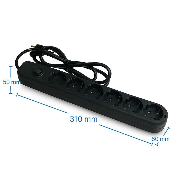 Ecova 30098x multipresa 6 uscite universali con interruttore cavo 1,5m nero 3500w