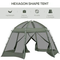 Tenda da Campeggio a 2 Ingressi per 6-8 Persone con Borsa, Funi e Picchetti, 493x493x240 cm, Verde