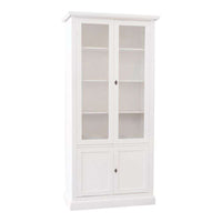 Vetrina 4 ante arte povera in legno massello e mdf  con rifinitura in bianco 90X41X186 H