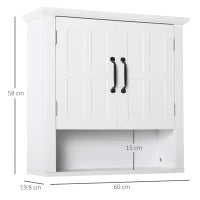 Armadietto 2 Ripiani Montabile a Parete da Parete Cucina Bagno Legno 60x19,8x58cm Bianco