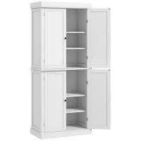 Mobile Cucina Alto con 6 Ripiani Regolabili e 2 Ante in Legno, 76x40.5x184 cm, Bianco