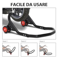 DURHAND Cavalletto Alzamoto Posteriore Universale e Regolabile Cavalletto Spostamoto per Moto Sportive Fino 200kg Nero
