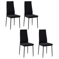 Set 4 Sedie Imbottite per Soggiorno o Sala da Pranzo, Sedie da Cucina Moderne, in Metallo e Tessuto Nero