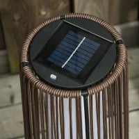 Lanterna Solare da Giardino con Luce LED in Rattan e Metallo , Ø21.5x61cm, Marrone