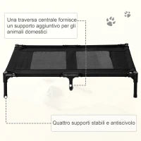 Brandina per Cani Grandi in Metallo e Tessuto Oxford con Borsa di Trasporto, 92x76x18cm, Nero