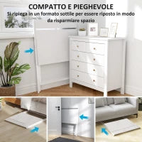 Scrivania Pieghevole con Ripiano per Monitor, 81.5x62x86.5 cm, Bianco