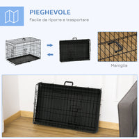 Easycomfort Gabbia per Animali Domestici Trasportino per Cani e Gatti Pieghevole in Acciaio Doppia Apertura, 76x46x52cm, Nero