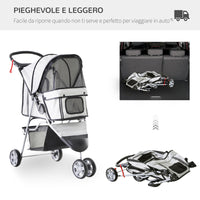 EasyComfort Passeggino per Cani Pieghevole Carrello per Animali Domestici Carrello Carrozzina Grigio 75 x 45 x 97cm