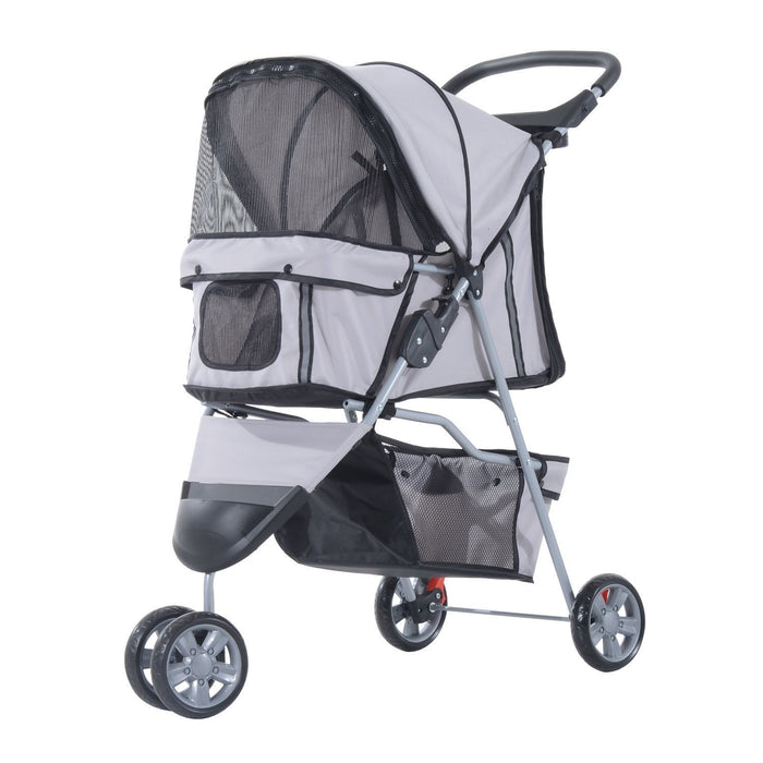 EasyComfort Passeggino per Cani Pieghevole Carrello per Animali Domestici Carrello Carrozzina Grigio 75 x 45 x 97cm