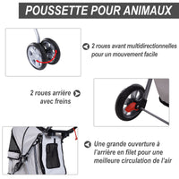 EasyComfort Passeggino per Cani Pieghevole in Tessuto con Cestino e Portabicchieri, 75x45x97cm - Grigio