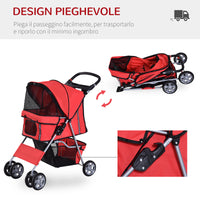 EasyComfort Passeggino per Cani Pieghevole, Carrello per Animali Domestici, Rosso, 75 x 45 x 97cm