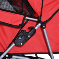 EasyComfort Passeggino per Cani Pieghevole, Carrello per Animali Domestici, Rosso, 75 x 45 x 97cm