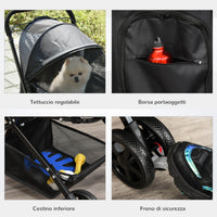 Easycomfort Passeggino per Cani Piccoli Pieghevole con Maniglione Girevole e Cestino Portaoggetti, Nero