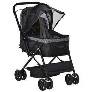 Easycomfort Passeggino per Cani Piccoli Pieghevole con Maniglione Girevole e Cestino Portaoggetti, Nero