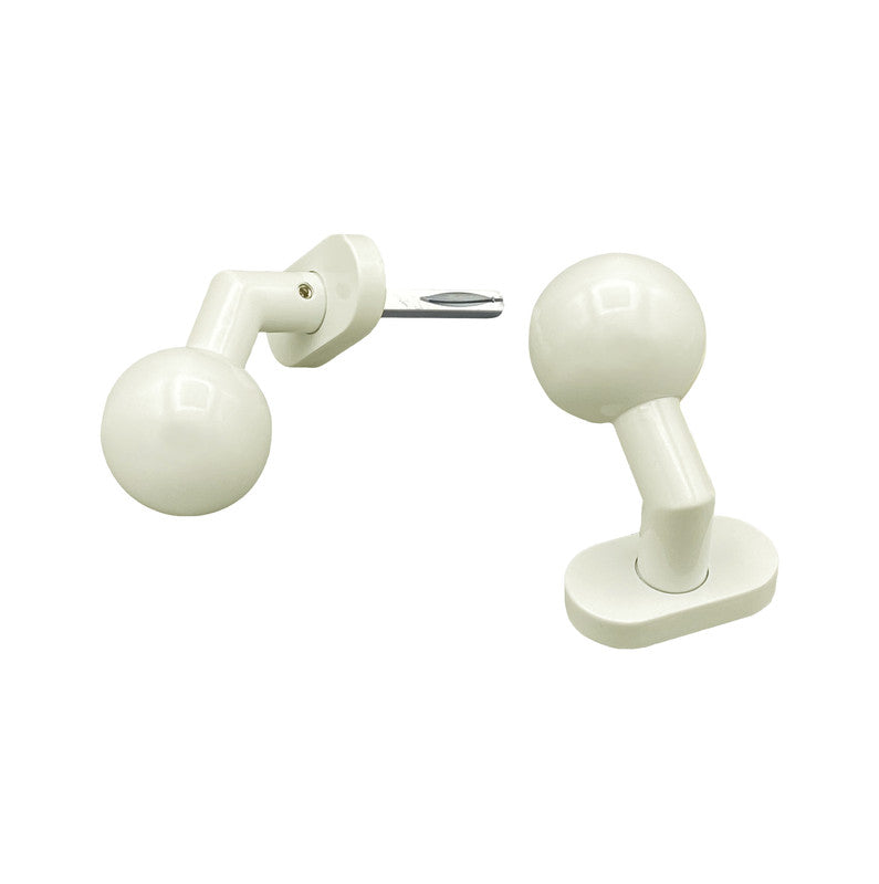 Maniglia su rosetta tonda SAGUATTI  D00/50K in alluminio bianco lucido, 2 pezzi