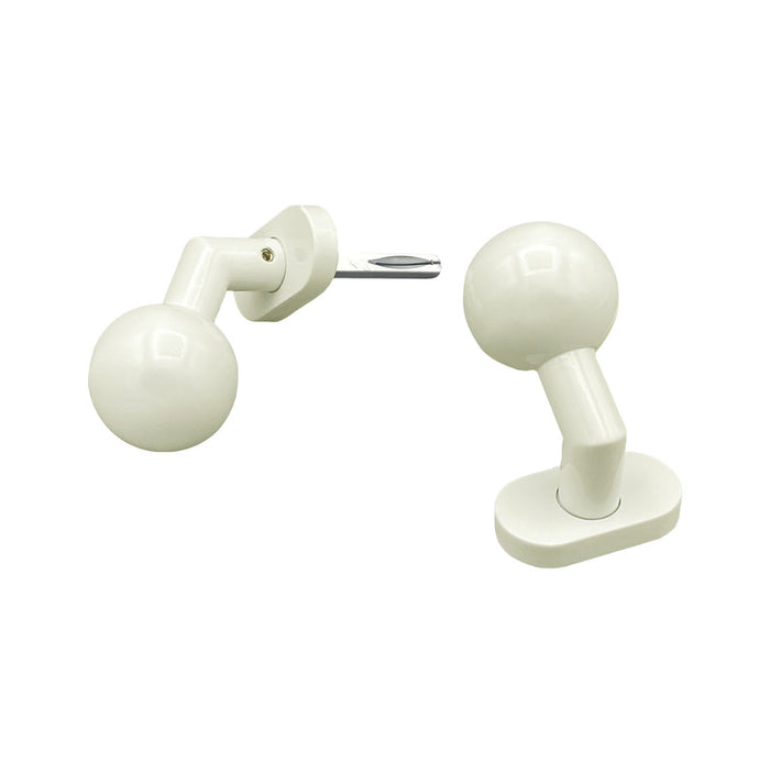 Maniglia su rosetta tonda SAGUATTI  D00/50K in alluminio bianco lucido, 2 pezzi