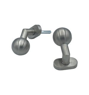 Maniglia su rosetta tonda SAGUATTI  D00/50M in inox grigio satinato, 2 pezzi