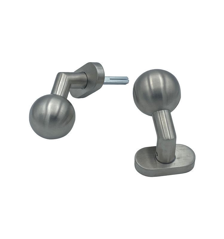 Maniglia su rosetta tonda SAGUATTI  D00/50M in inox grigio satinato, 2 pezzi