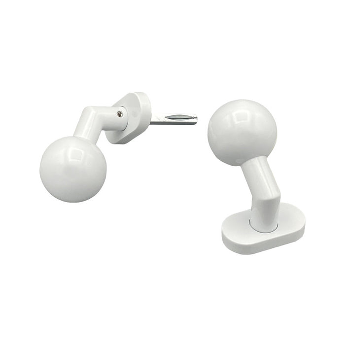 Maniglia su rosetta tonda SAGUATTI  D00/50T in inox bianco lucido, 2 pezzi