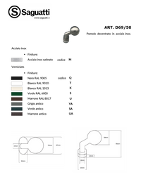 Maniglia su rosetta tonda SAGUATTI  D00/50TO in inox bianco opaco, 2 pezzi